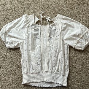 Anthropologie Eyelet Short Sleeve Blouse